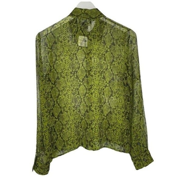 FINITY Silk Boah Snake Print Sheer Buttoned Vintage Shirt 80s 90s Classy Rich 4 - Picture 2 of 9